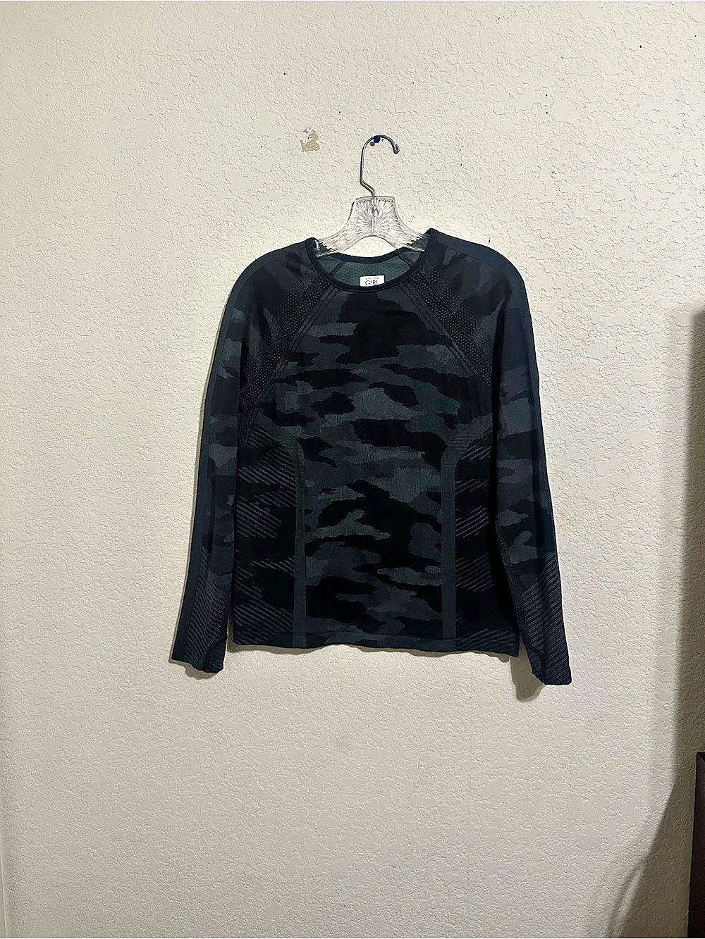 Athleta Girl Camo Seamless Long Sleeve Top Black Girls XXL/16